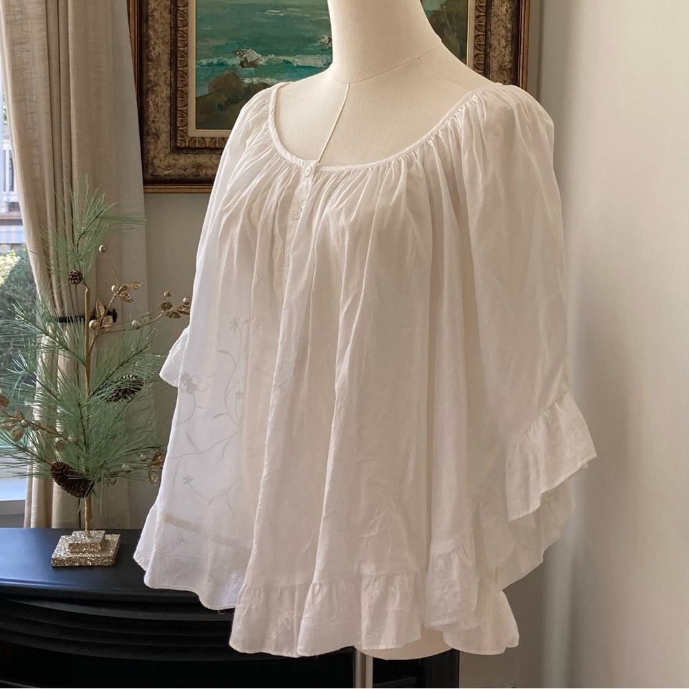 French Connection White Boho Shirt Blouse